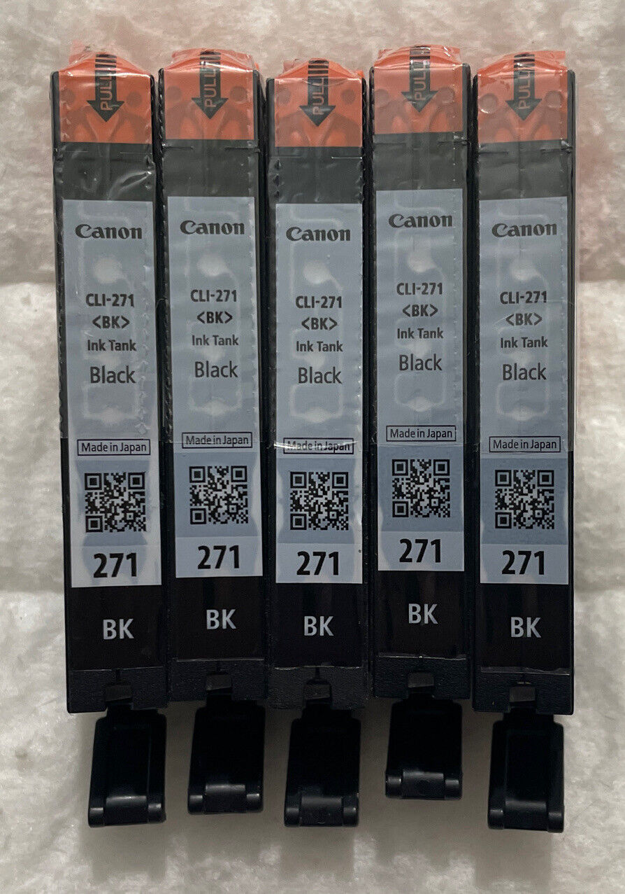Canon 271 Black Ink Five Pack 5 x 0390C001 Genuine OEM Bulk Packaging 