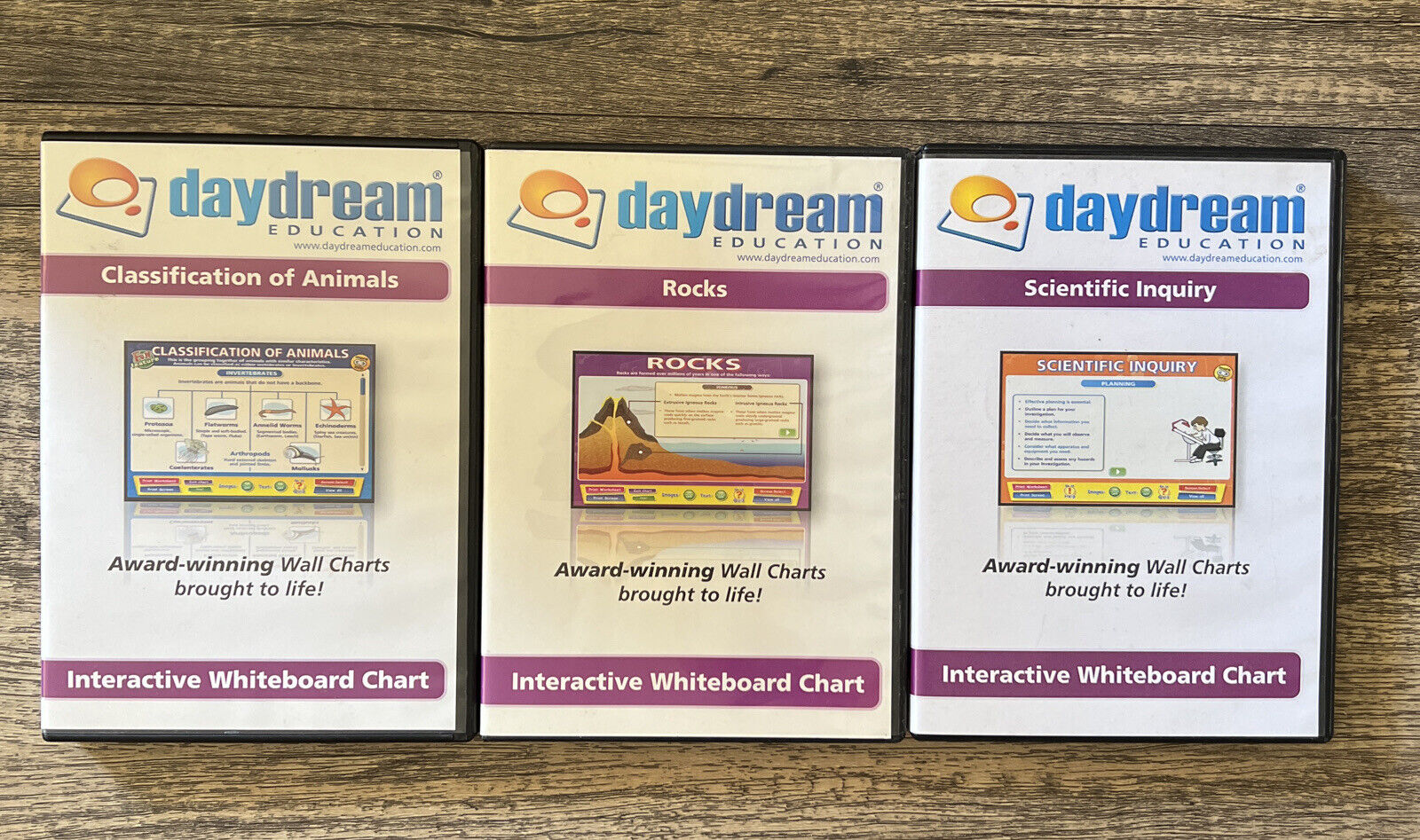 LOT of 3 DAYDREAM EDUCATION SOFTWARE Interactive White Board Charts Science