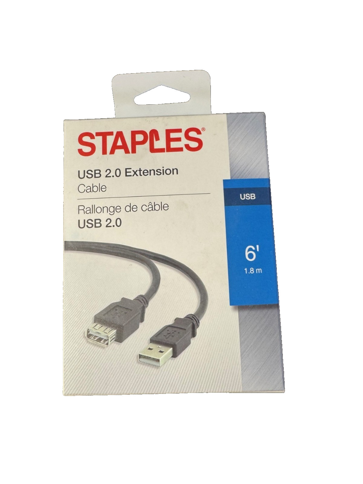 Staples USB 2.0 Extension Cable, 6 Foot, NEW Sealed Package, some damage to box