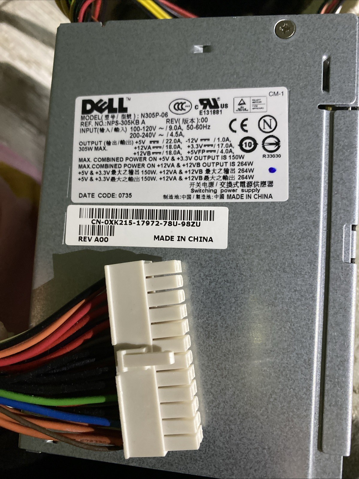 GENUINE DELL N305P-06 REV 305W POWER SUPPLY
