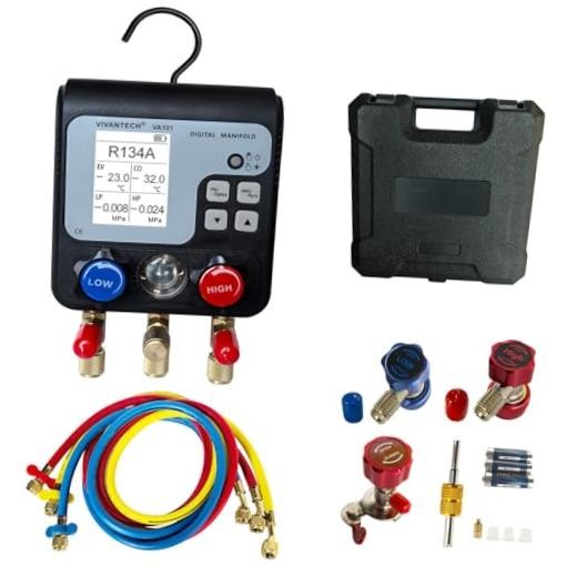 HVAC Digital Manifold Gauge Set - 3-in-1 AC Manifold for Refrigerant Charging,