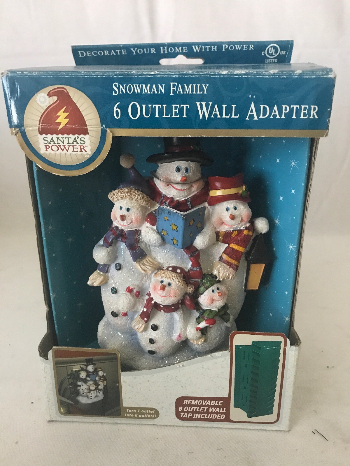 Snowman Handpainted 6 Outlet Wall Adapter Snowman Family New