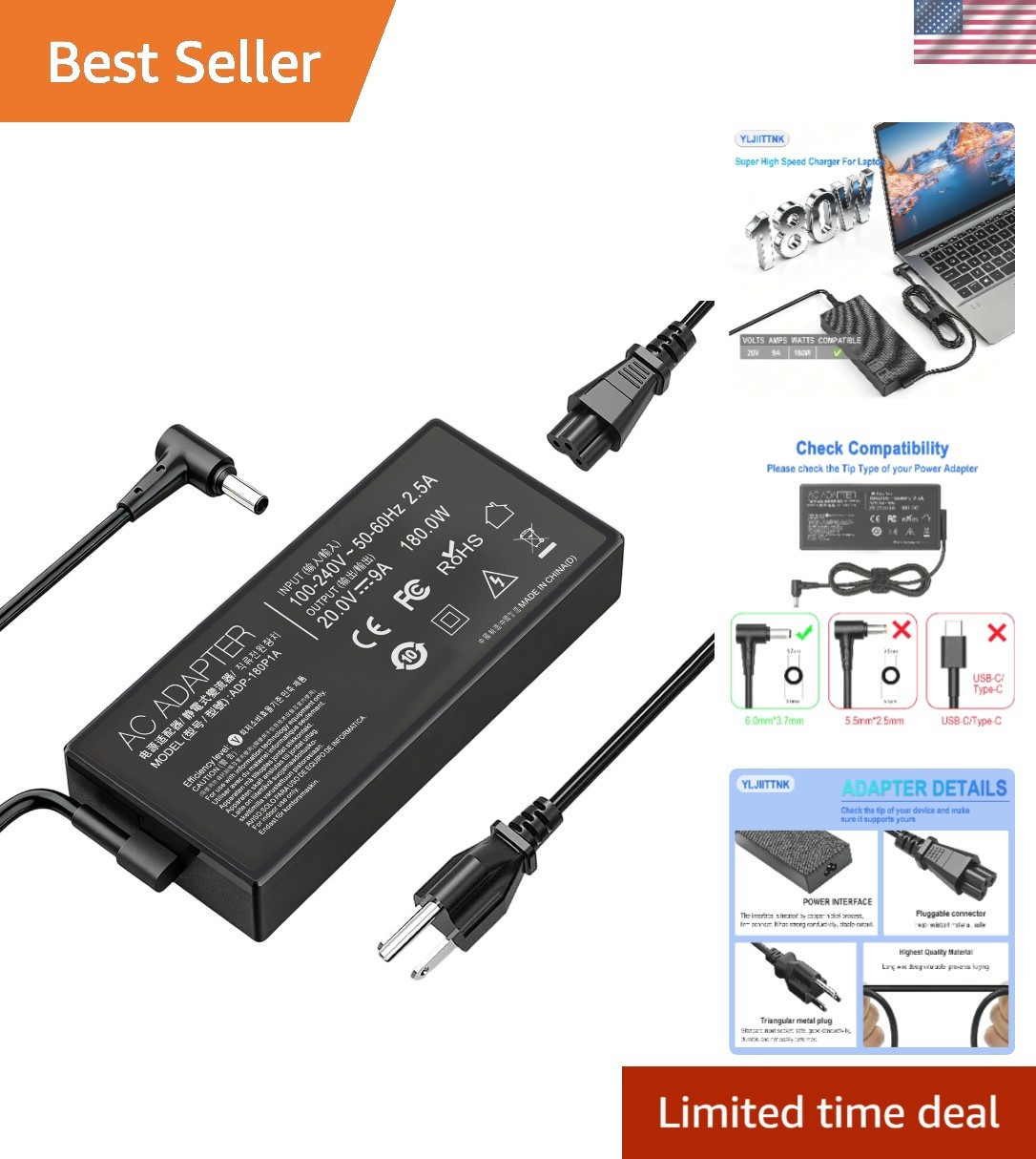 High-Performance 180W AC Adapter for ASUS ROG & Strix Laptops - Safe & Reliable