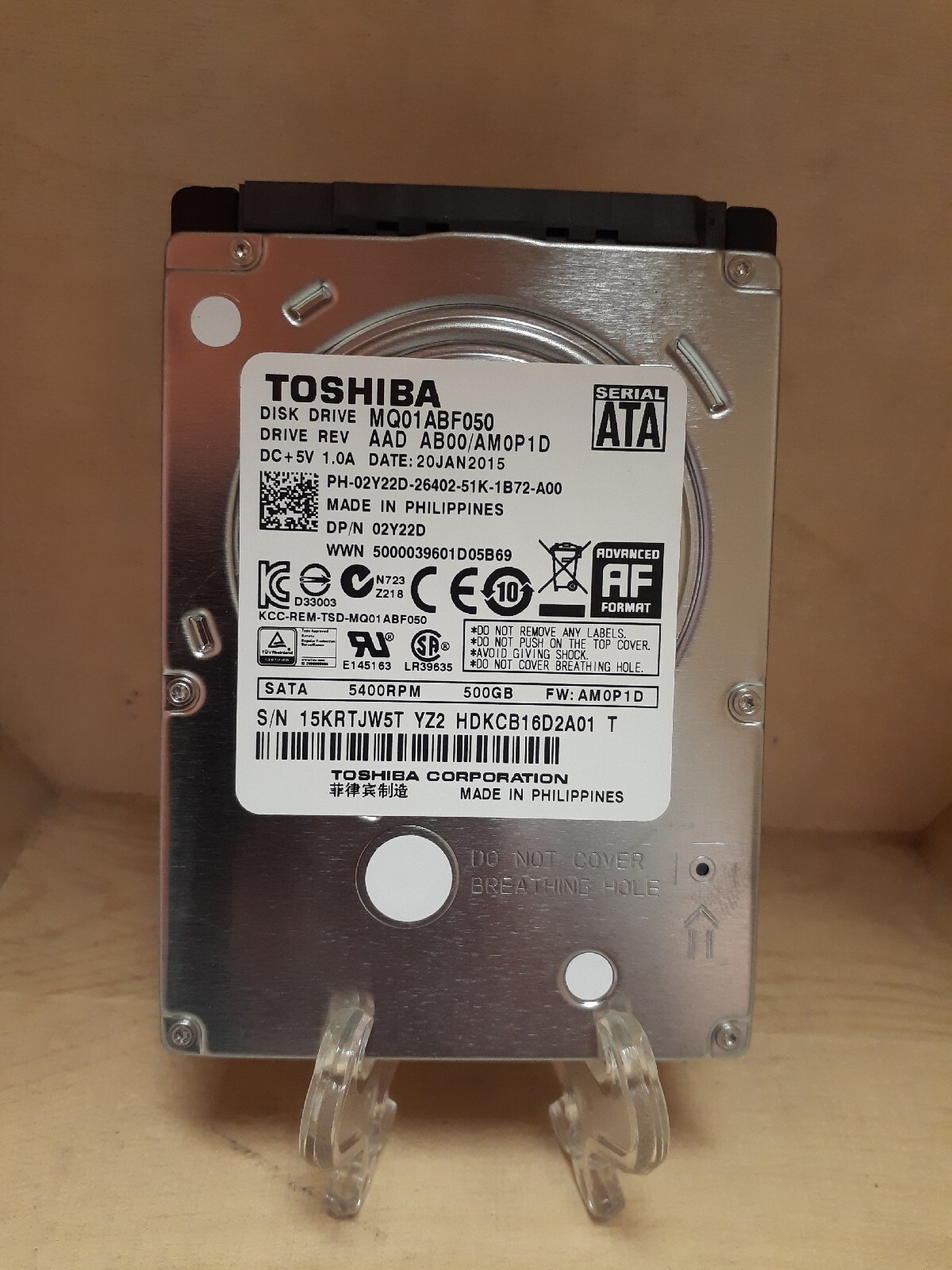 Toshiba 500GB MQ01ABF050 2.5" Thin HDD Hard Drive HDKCB16D2A01 T 2Y22D
