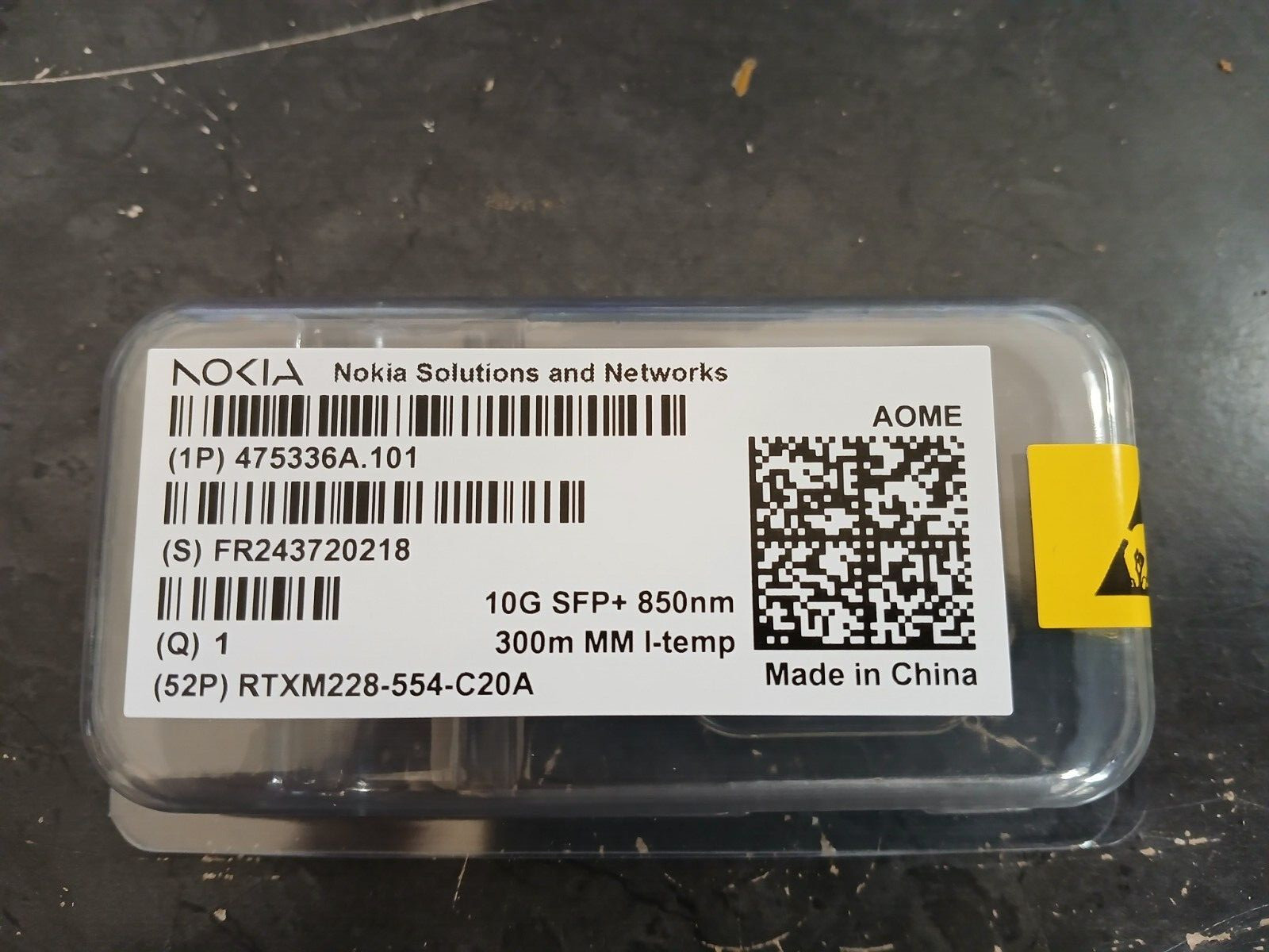 NOKIA AOME 10G SFP+850nm 300m MM I-temp 475336A.101  LC duplex