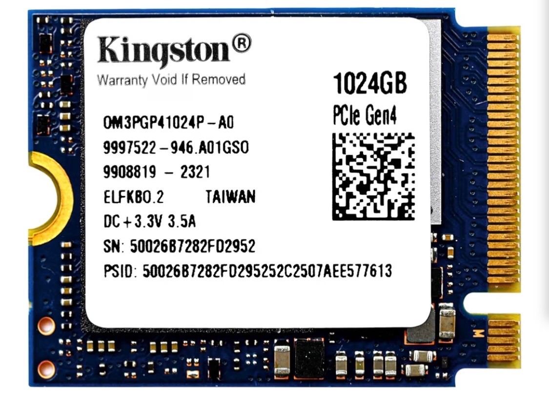 Kingston 1TB M.2 2230 PCIe Gen 4.0x4 NVMe SSD TLC NAND (R/W Speeds up to 4,54...