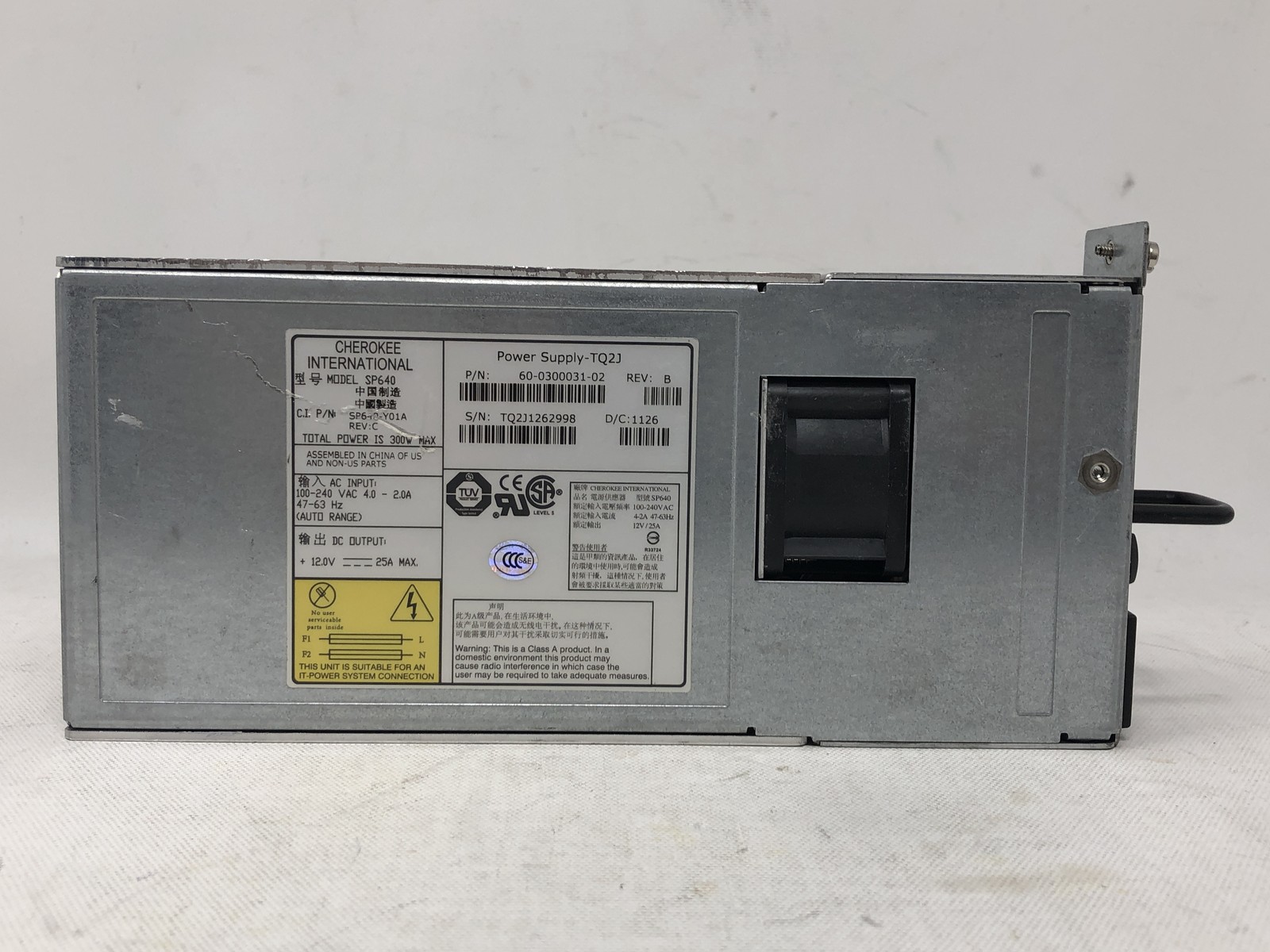 Cherokee International Power Supply TQ2J 60-0300031-02, Model SP640, 300W