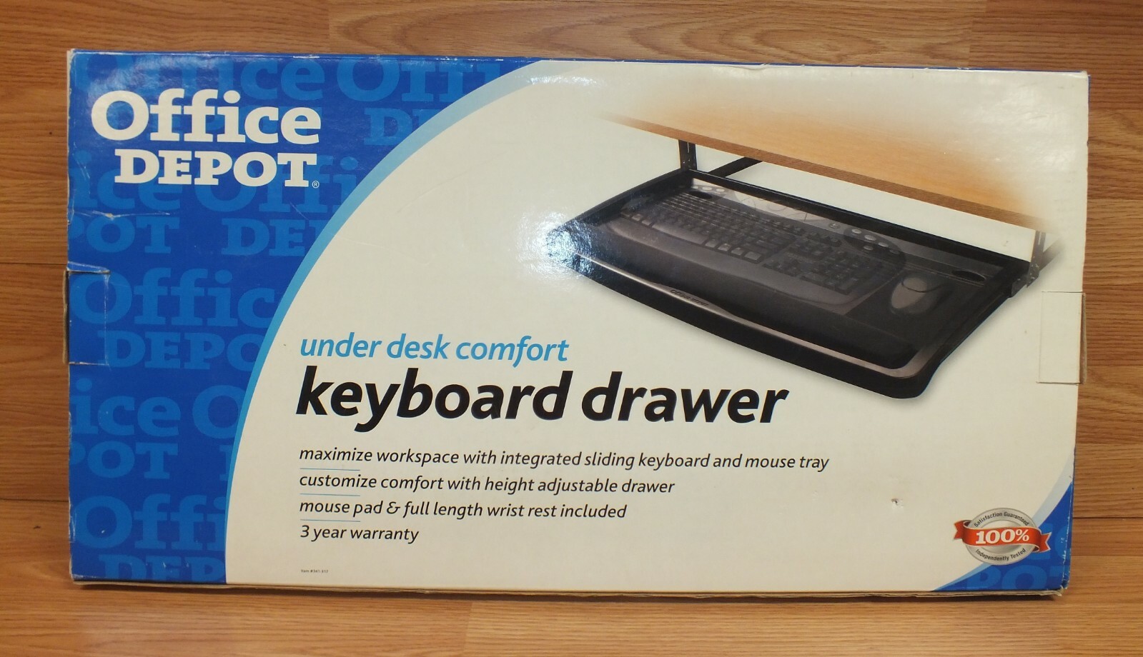 Genuine Office Depot Under Desk Comfort Sliding Keyboard Drawer in Box **READ** 