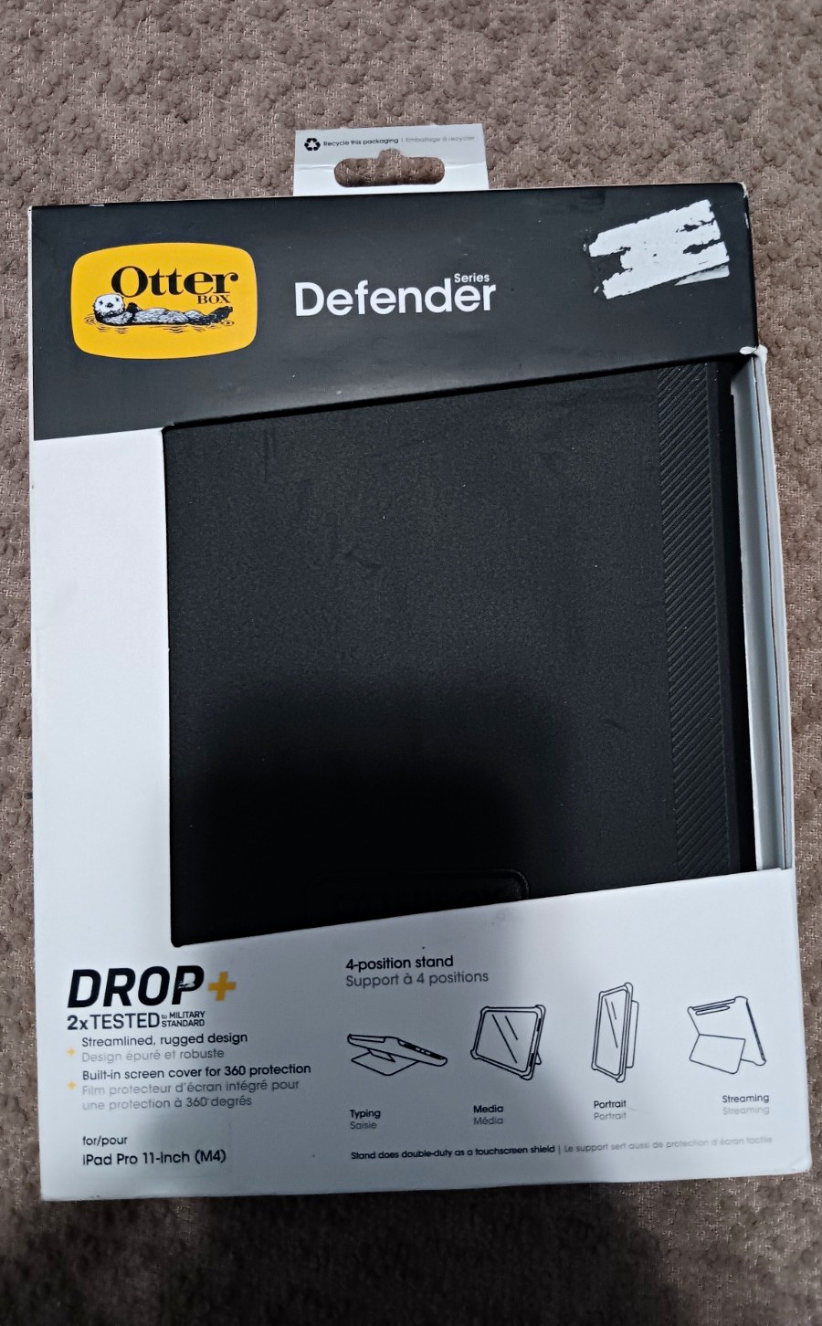 OtterBox Defender Series Rugged Folio Case iPad Pro 11 (M4) Black Stand