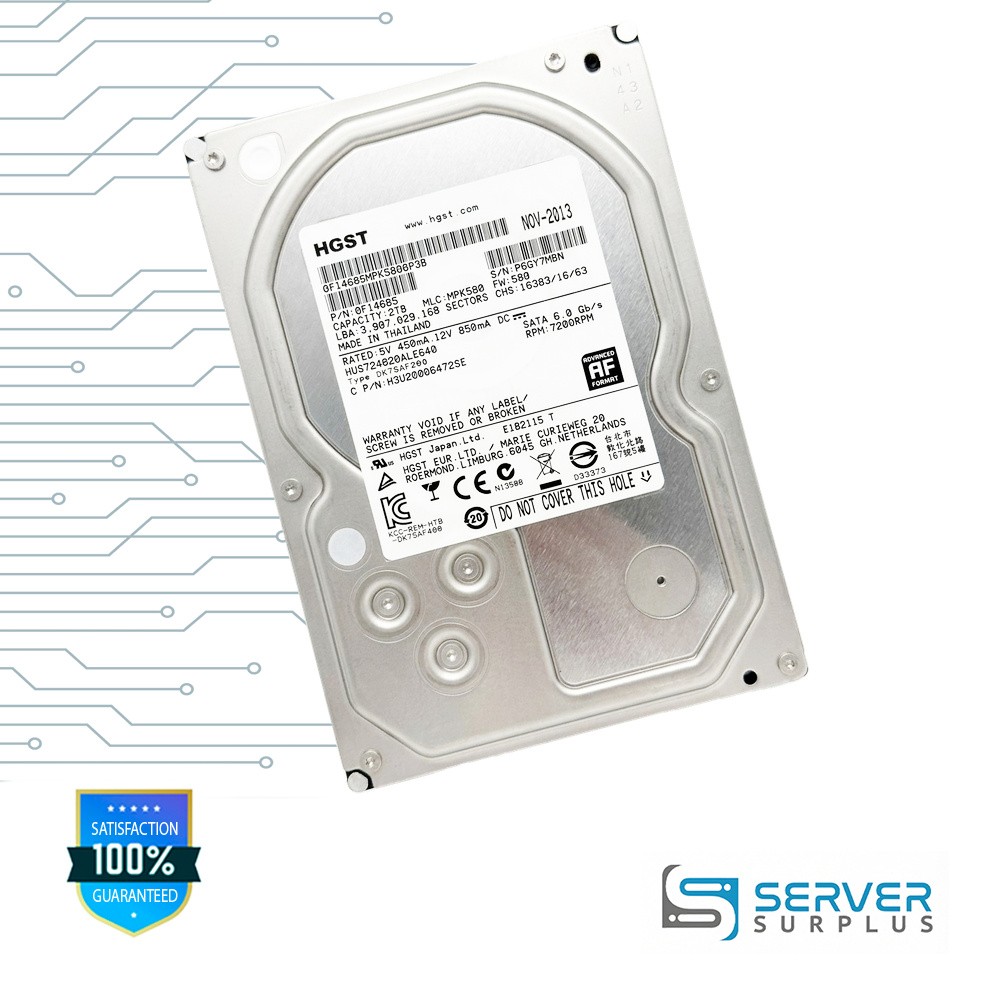 HGST HUS724020ALE640 2TB SATA 6Gb/s 512e 3.5 in Enterprise HDD | 0F14685