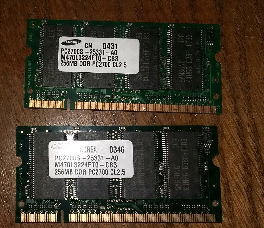 2x Samsung 256MB 512MB M470L3224FT0-CB3 PC2700S-25331-A0 CL2.5 Laptop 
