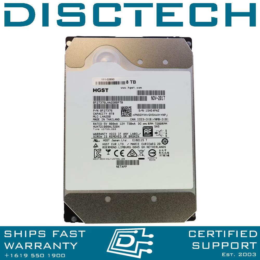 NEW Hitachi 8TB Enterprise SAS 7200rpm 0F27358 / HUH721008AL5204 3.5"