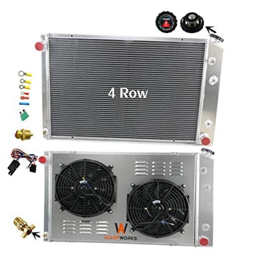 ALLOYWORKS 4 Row Core Aluminum Radiator Fan Shroud Relay for 1973-1991 Chevy C