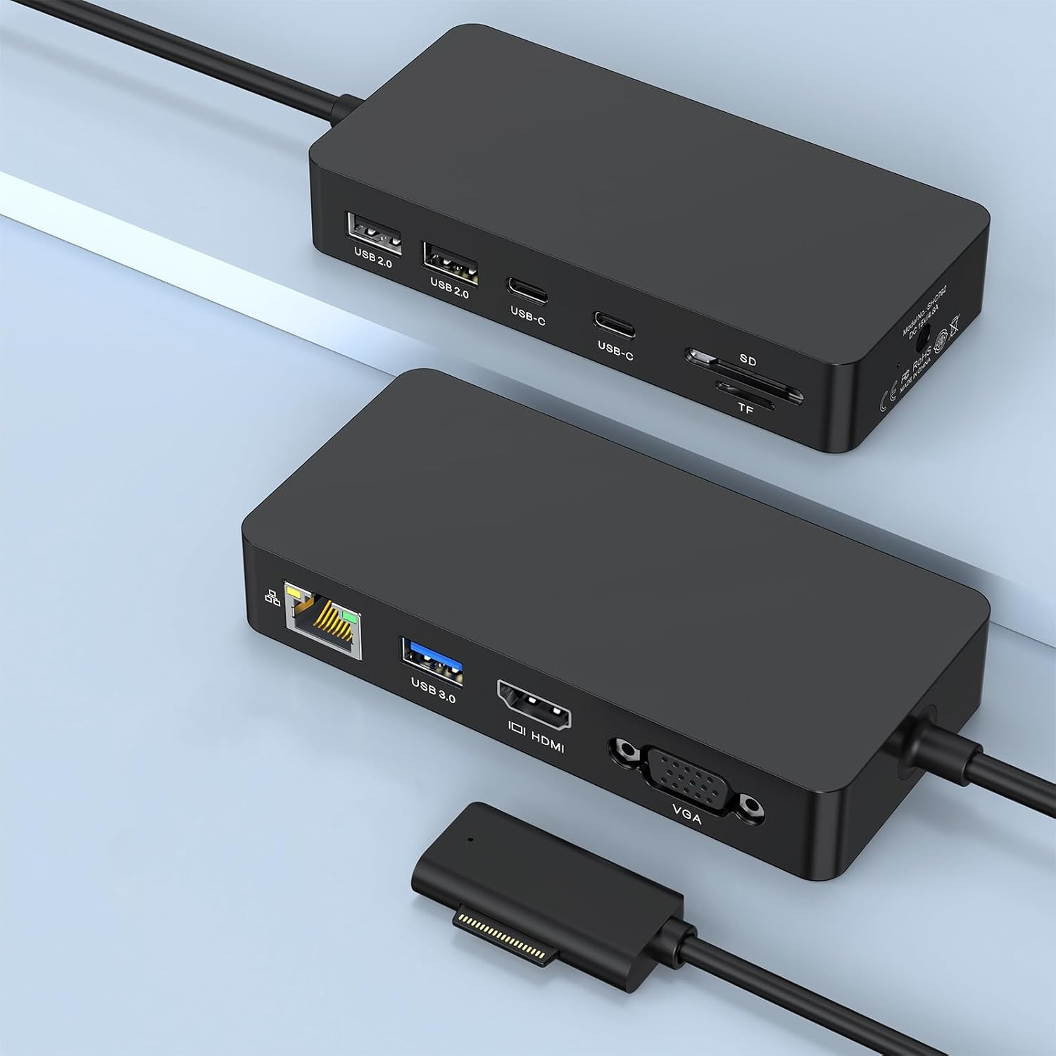 Surface Pro Docking Station with Power Adapter, 11-In-1 Surface Dock Dual Displa