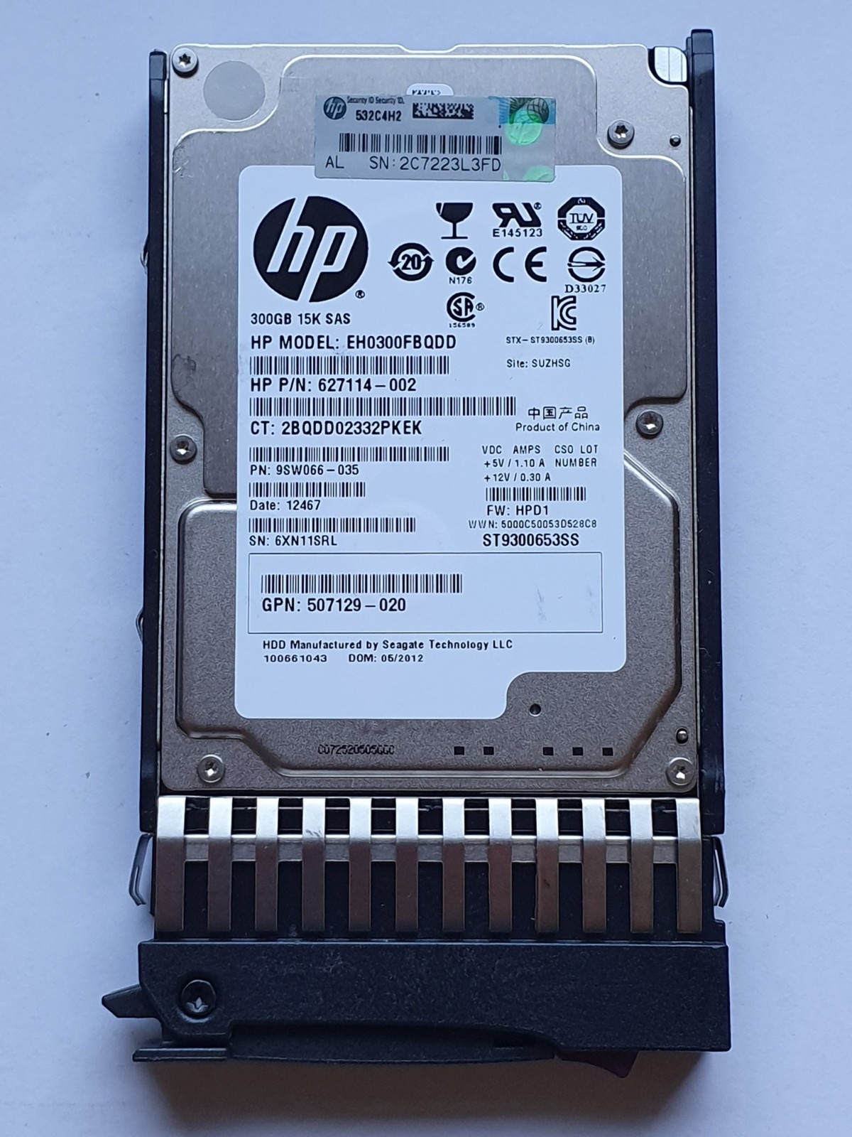 300GB SAS HP Seagate ST9300653SS EH0300FBQDD 15000rpm 6Gb/s HDD 2.5" + caddy