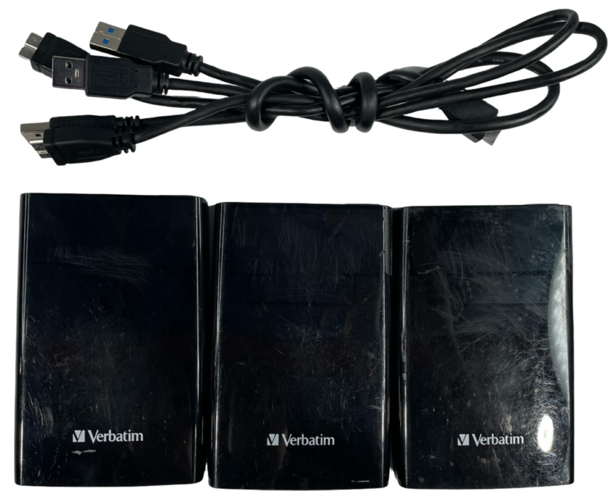 [Lot of 3] Verbatim SNG500GB External Hard Drives w/Power Cord -Tested Working