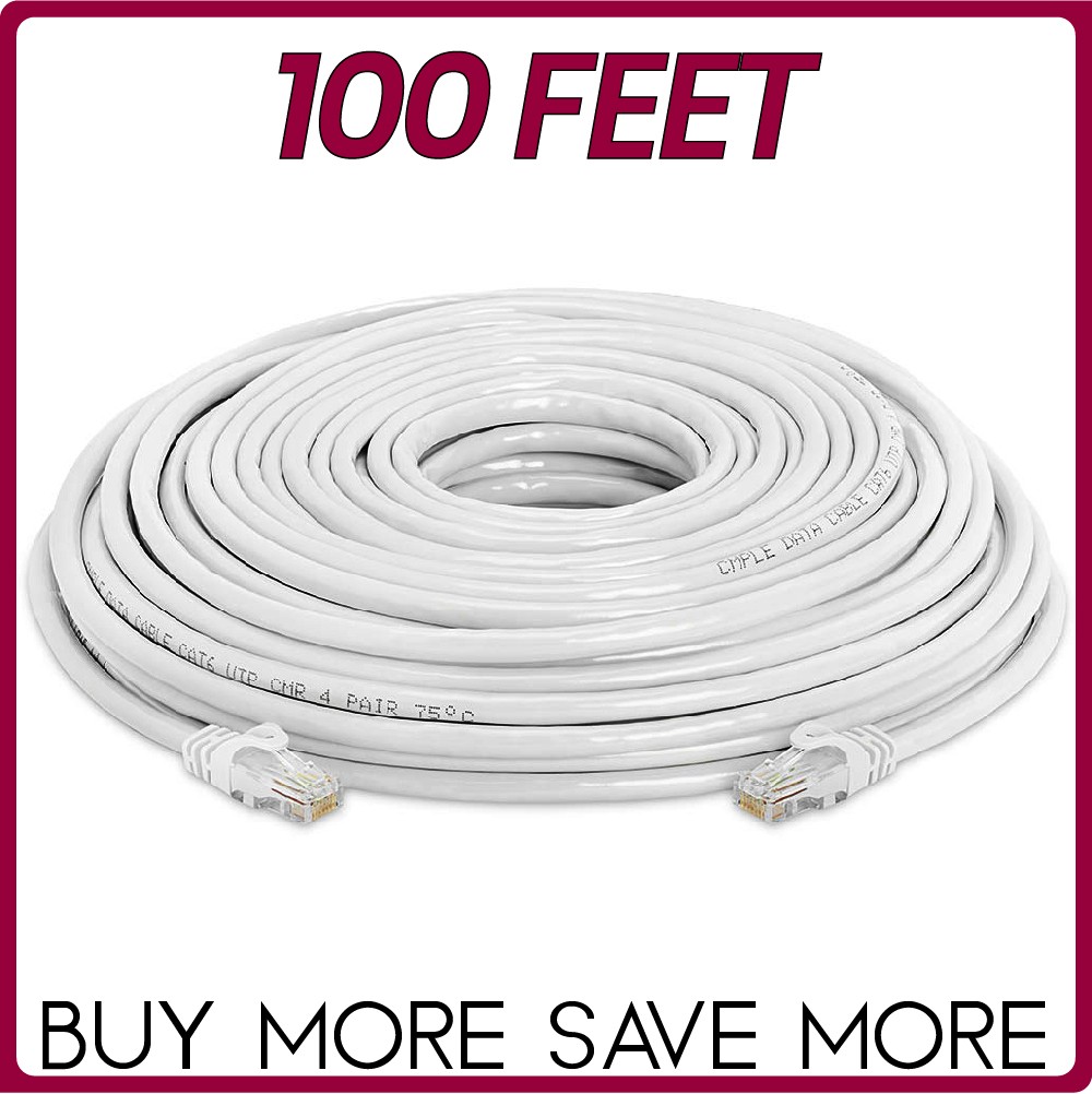 White Cat6 Patch Cable Ethernet RJ-45 Cat6 Cord Internet LAN Network Wire LOT