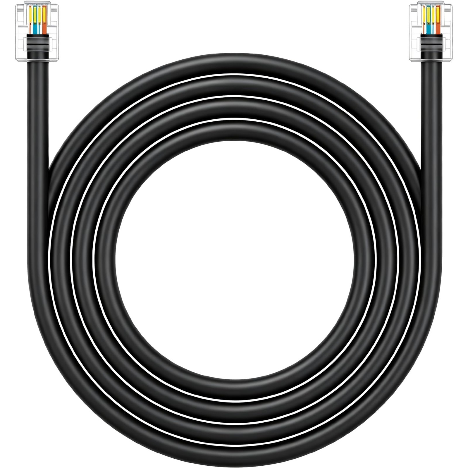 1 PC 50 Feet CAT5 RJ11 Data DSL Cable High Speed UTP 6P4C Male To Male Black