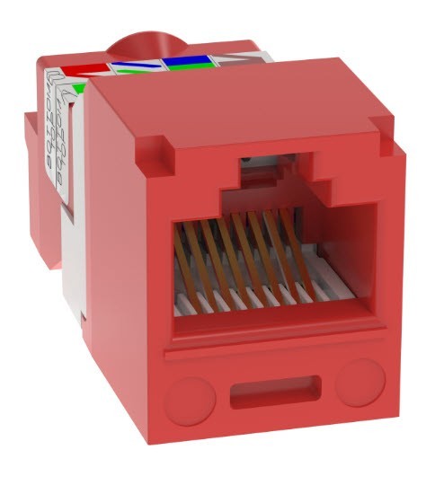 Panduit CJ5E88TRD Mini-Com® TX5E™ T Style UTP Jack Module, Red (Qty 10)