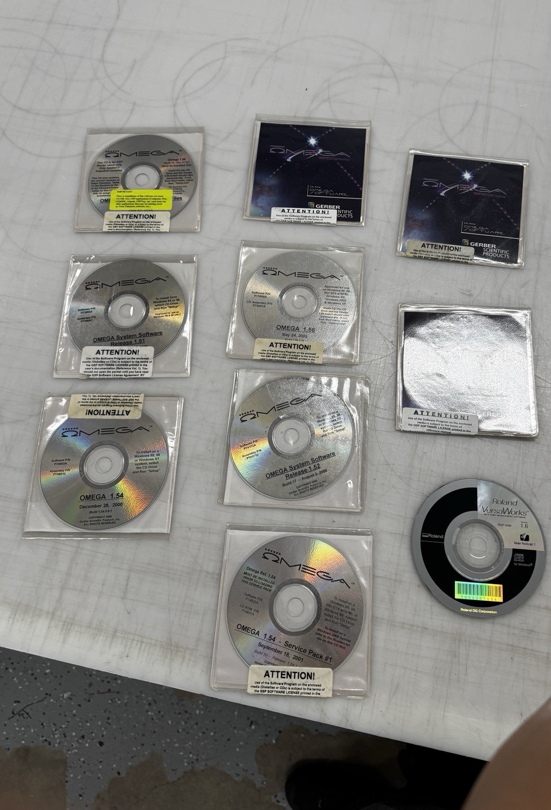 Gerber Omega Software CDs, Multiple Versions, Perfect Condition, Used Once