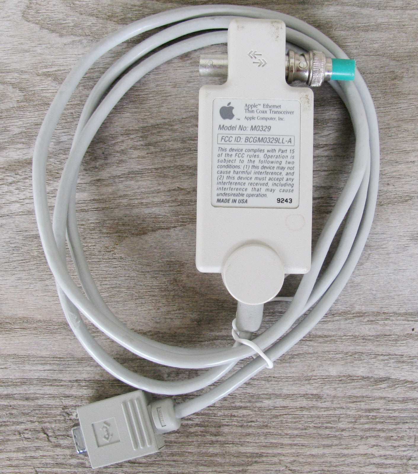 Vintage 1994 Apple Macintosh Ethernet Coax 10Base-2 AAUI Transceiver M0329 WORKS