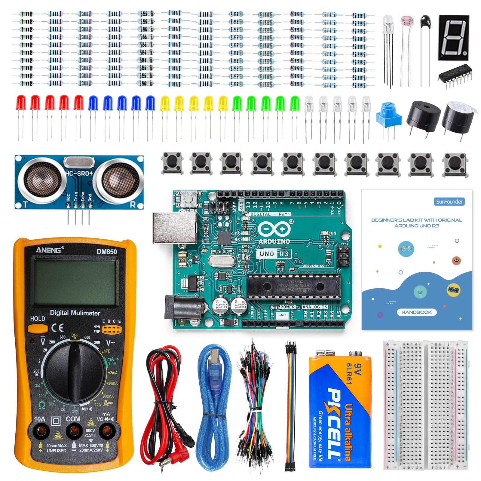 SunFounder Beginner's Lab Starter Kit with Original Arduino Uno R3 REV3 Multi...