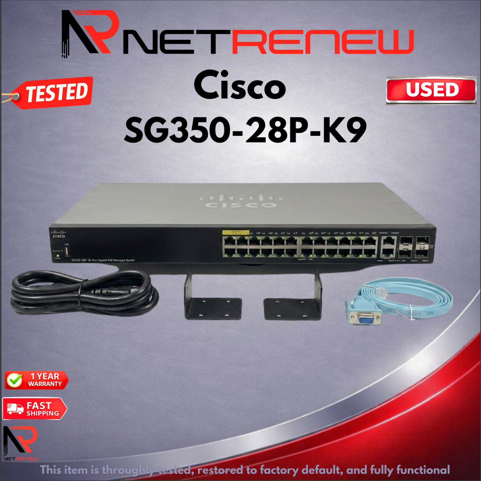 Cisco SG350-28P-K9 28-Port Gigabit  Managed 24x PoE 2x Combo 2x SFP Switch