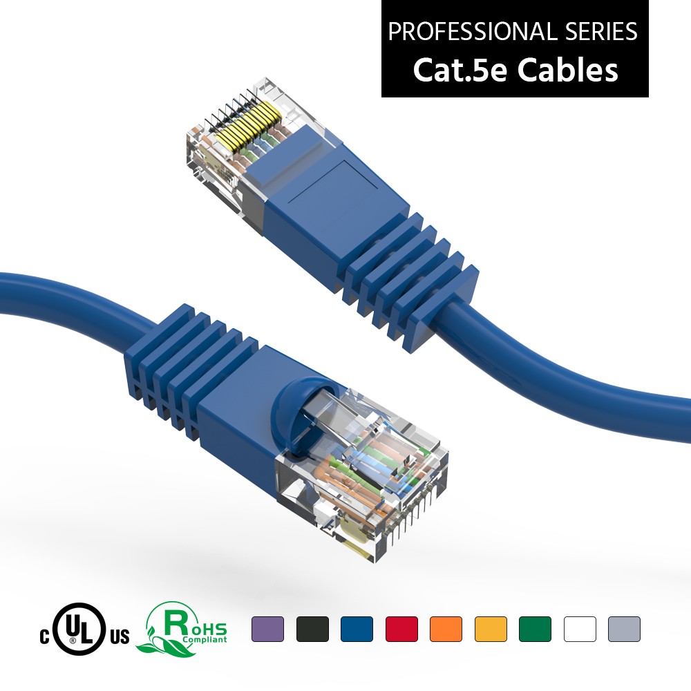 15 Pack of 1.5Ft CAT5E UTP Ethernet Network Booted Cable Blue