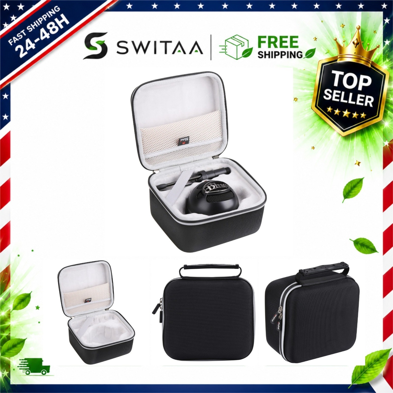 Mchoi Hard Travel Case for Blue Snowball iCE USB Mic - EVA Protective Storage