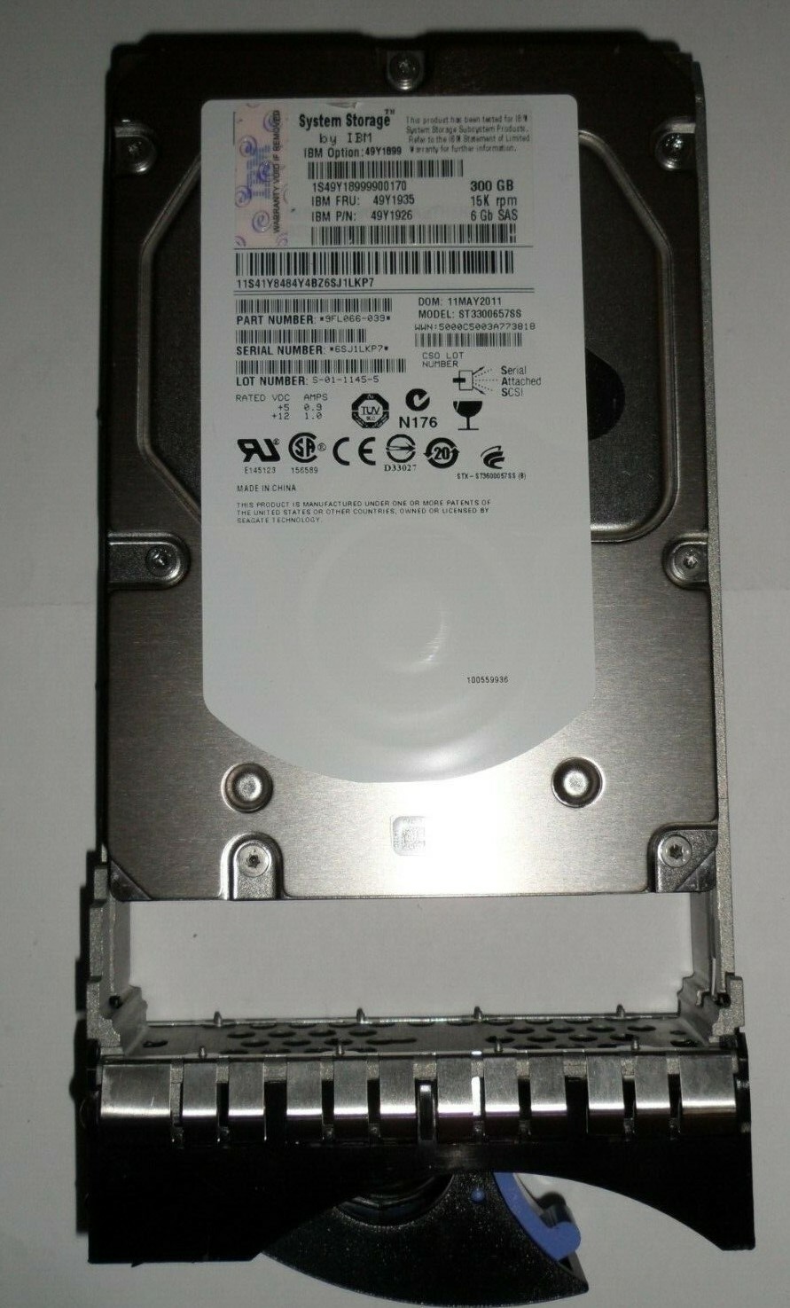 49Y1935 49Y1899 49Y1926 IBM SYSTEM STORAGE 300GB 15K 6G 3.5in SAS Hard Drive