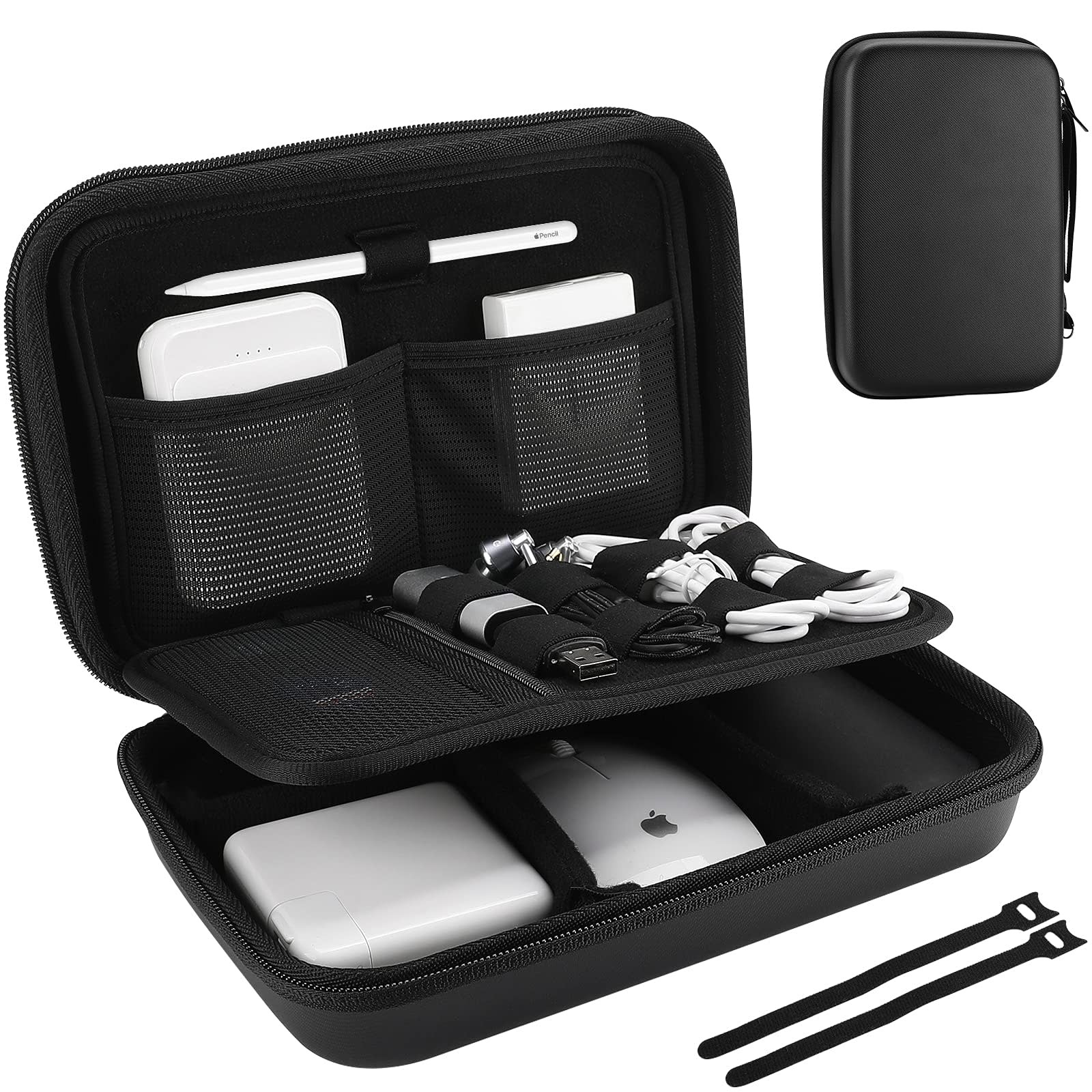 ProCase Large Hard EVA Electronics Organizer Travel Case Black 9.9 x 6.3 x 2.6