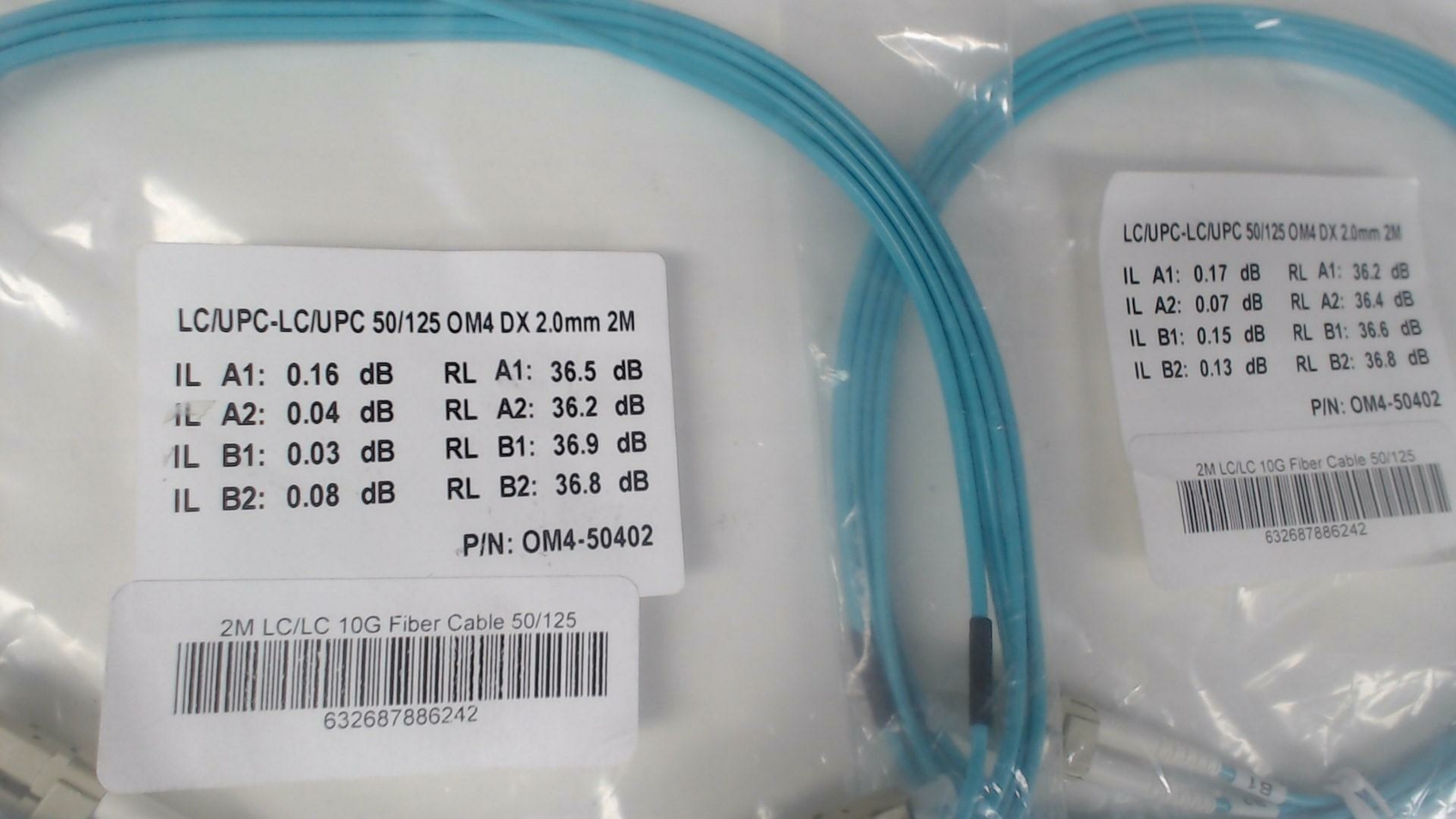 Pack of 2: 2m LC / LC 0M4 Duplex 2.0mm Fiber Optic Cables