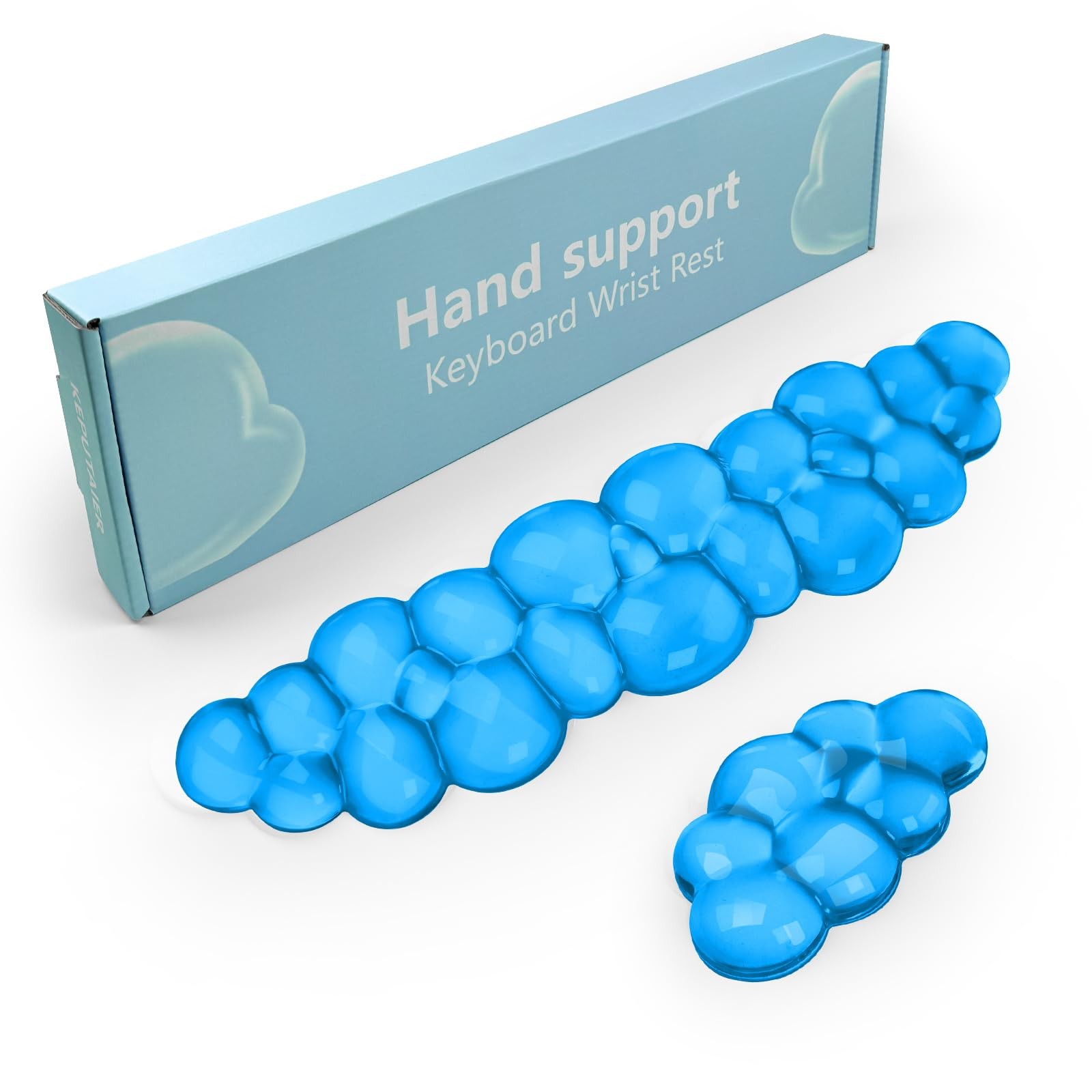 Gel Cloud Keyboard and Mouse Wrist Rest, Cute Support Arm Blue