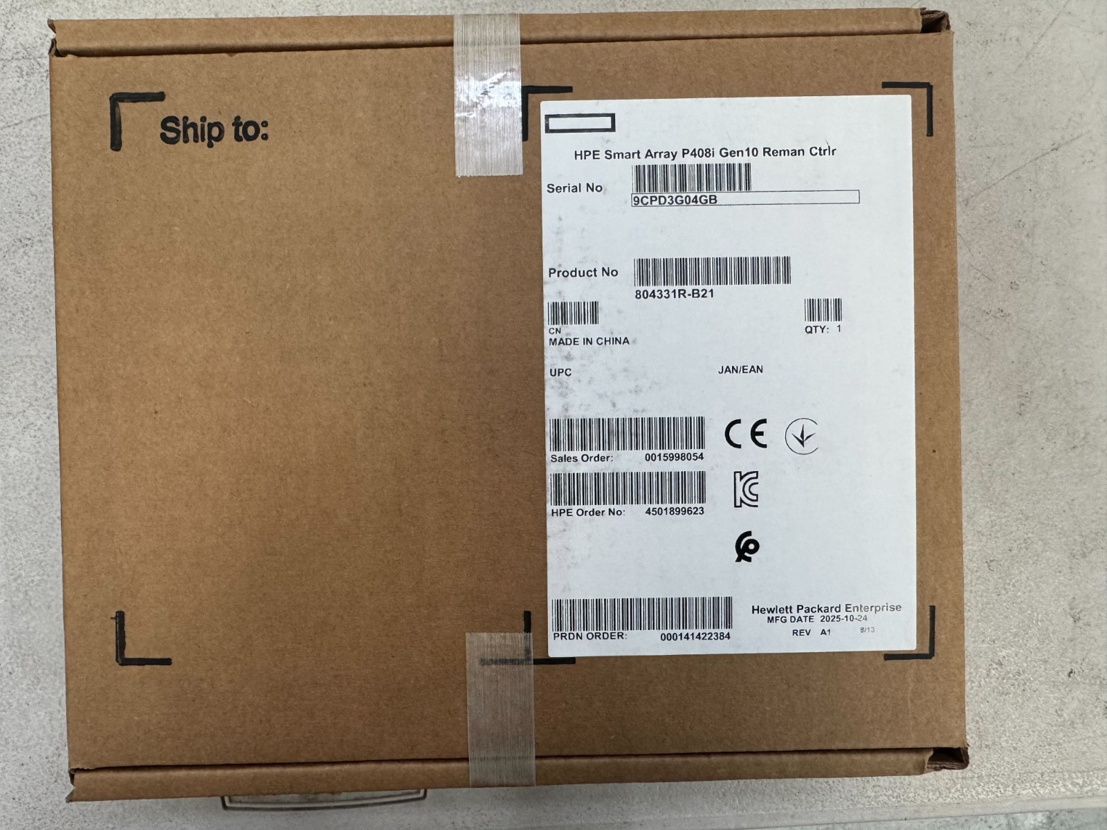 804331-B21 HPE P408i-a 2-Port SAS 12G SATA 6G Controller 836260-001 804331R-B21