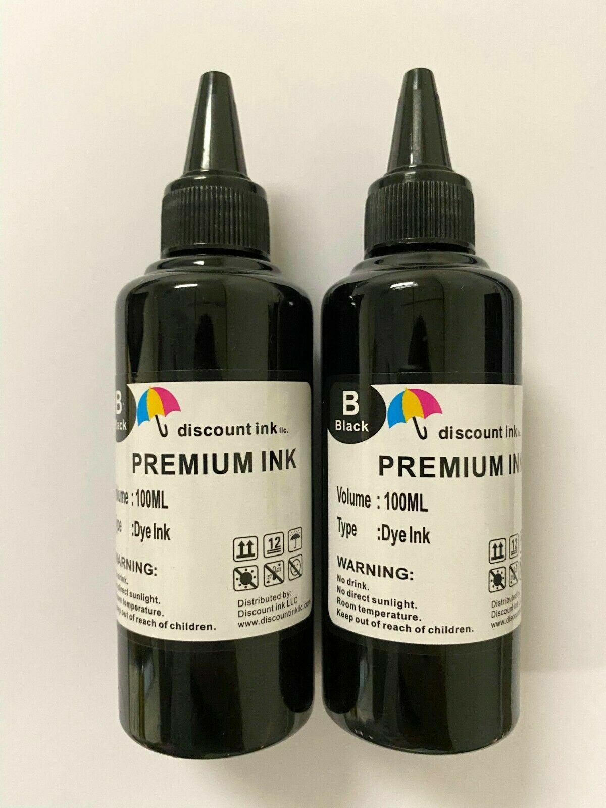 2 x 100ml Dye Black Ink Refill Bulk for Epson Compatible Cartridge Ciss