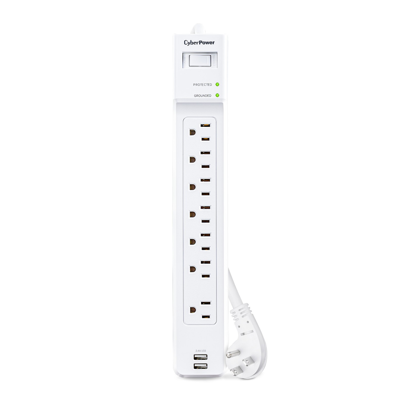 CyberPower P704URC1 Essential 7-Outlet Surge Protector, White