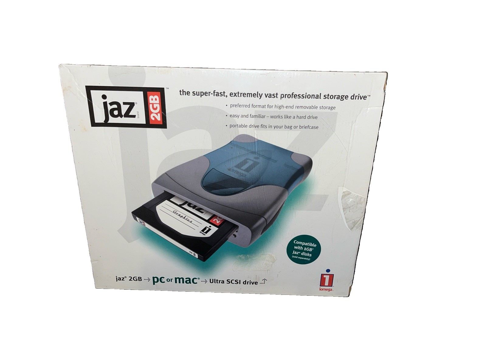 Iomega Jaz 2GB Professional Series External Disk Drive For PC/Mac Sealed See Pic