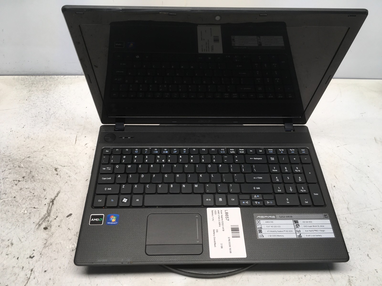 Acer Aspire 5252-V419 AMD V140 2.3GHz 2 GB NO HDD