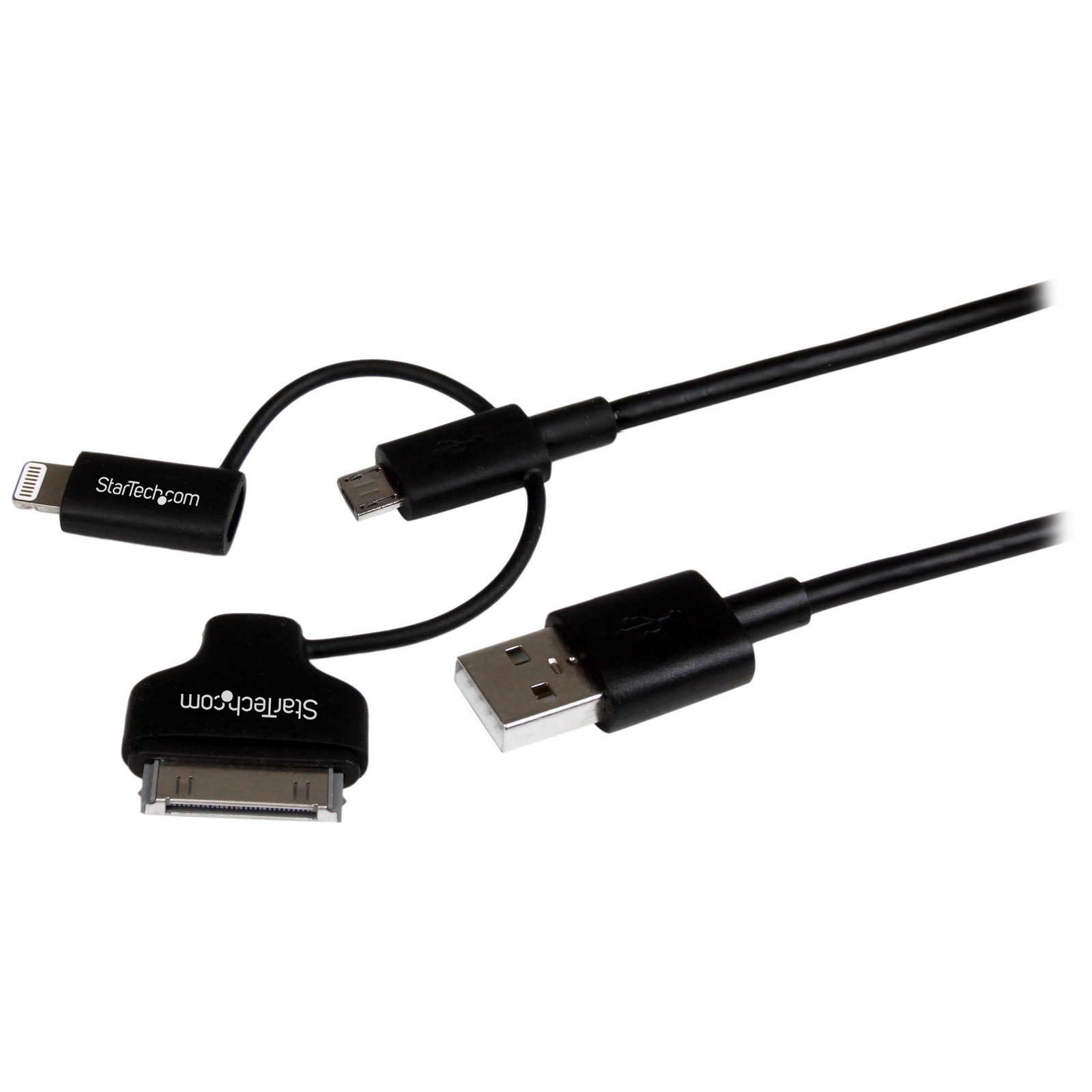 Startech LTADUB1MB 1m 3-in-1 Cable Black USB for iPhone/iPad