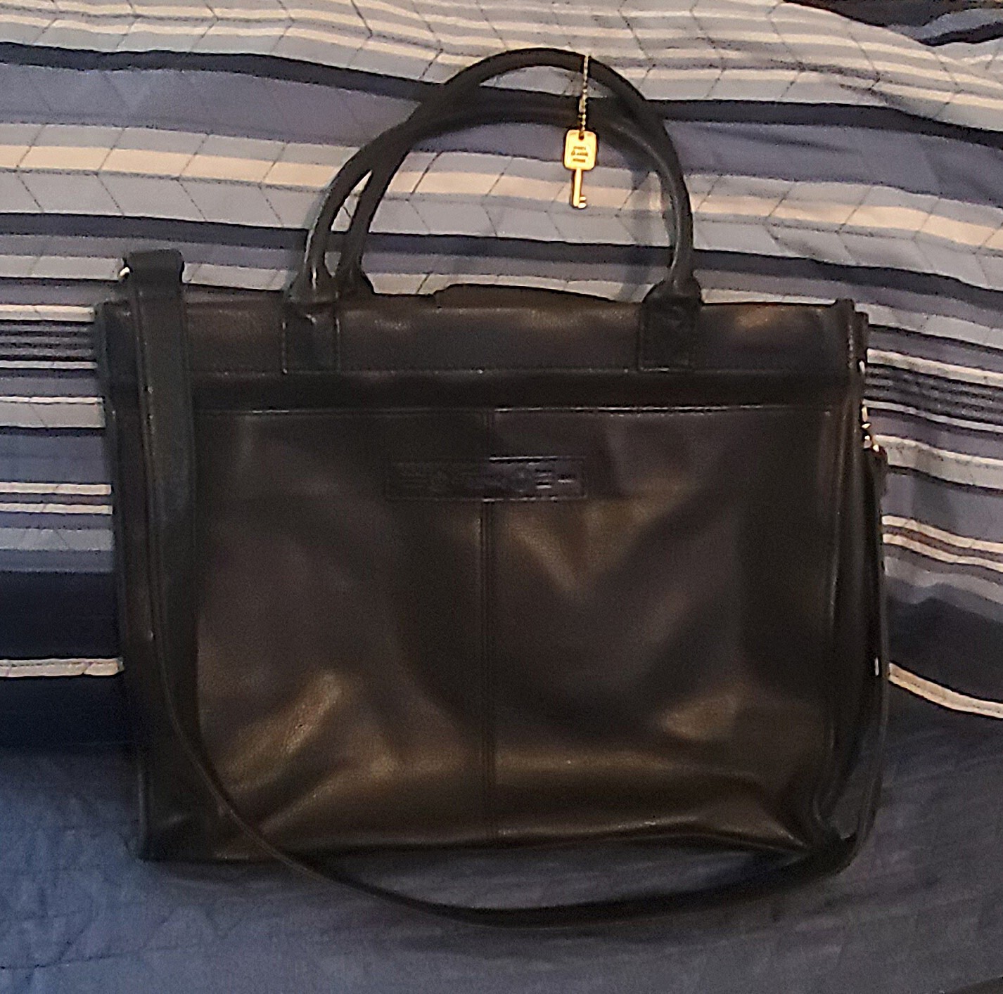 FOSSIL Black, Classic Briefcase Laptop Shoulder Bag (Rare/Vintage)