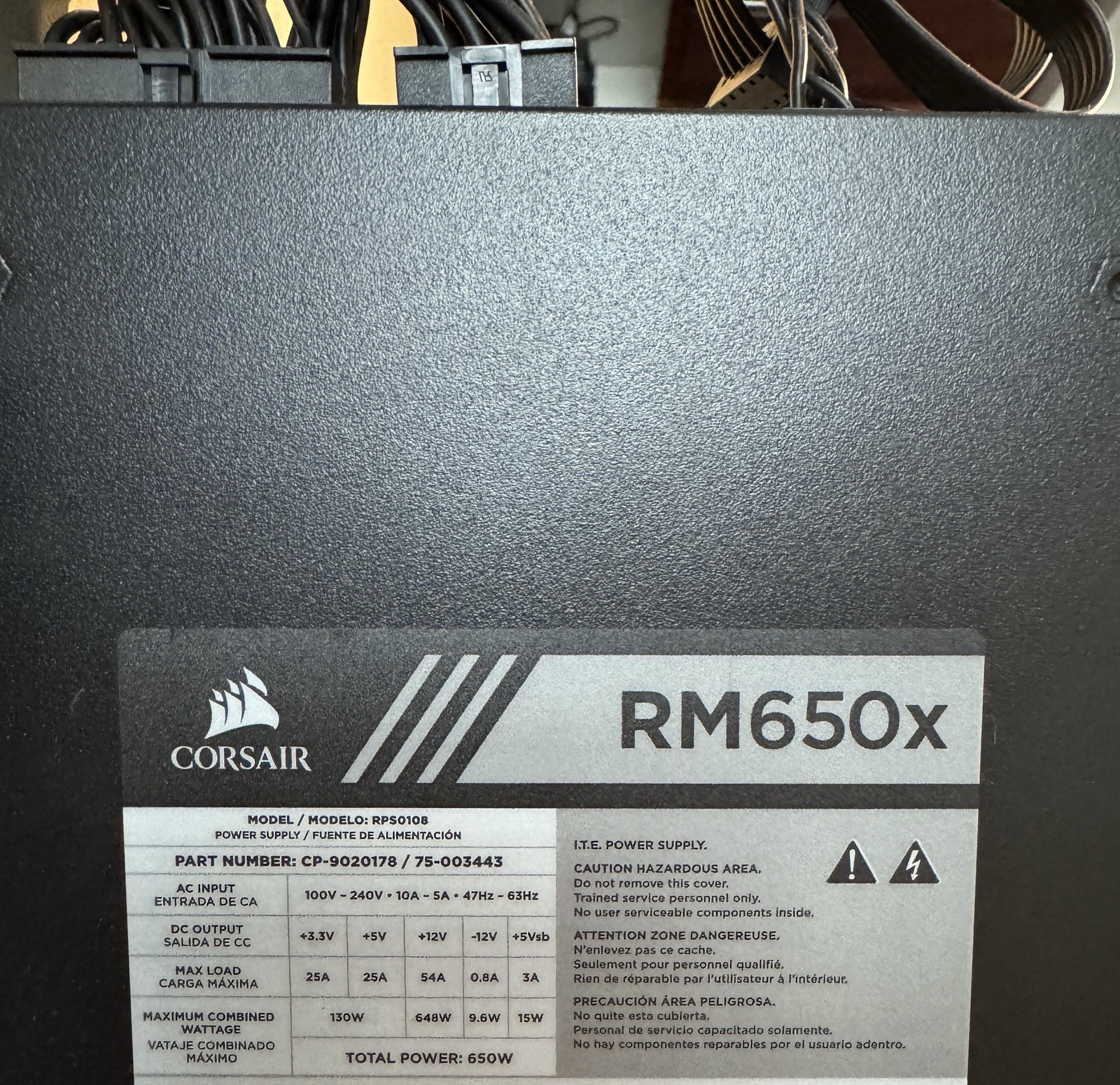 Corsair RMX RM650x Modular ATX Power Supply PSU 650W 80+ Gold