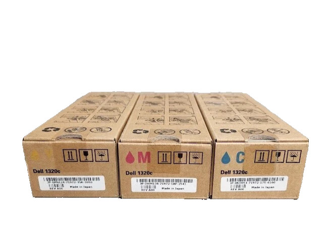 New Genuine Dell PN124, WM138, KU051, YMC  High Yield  Printer Toner Cartridges