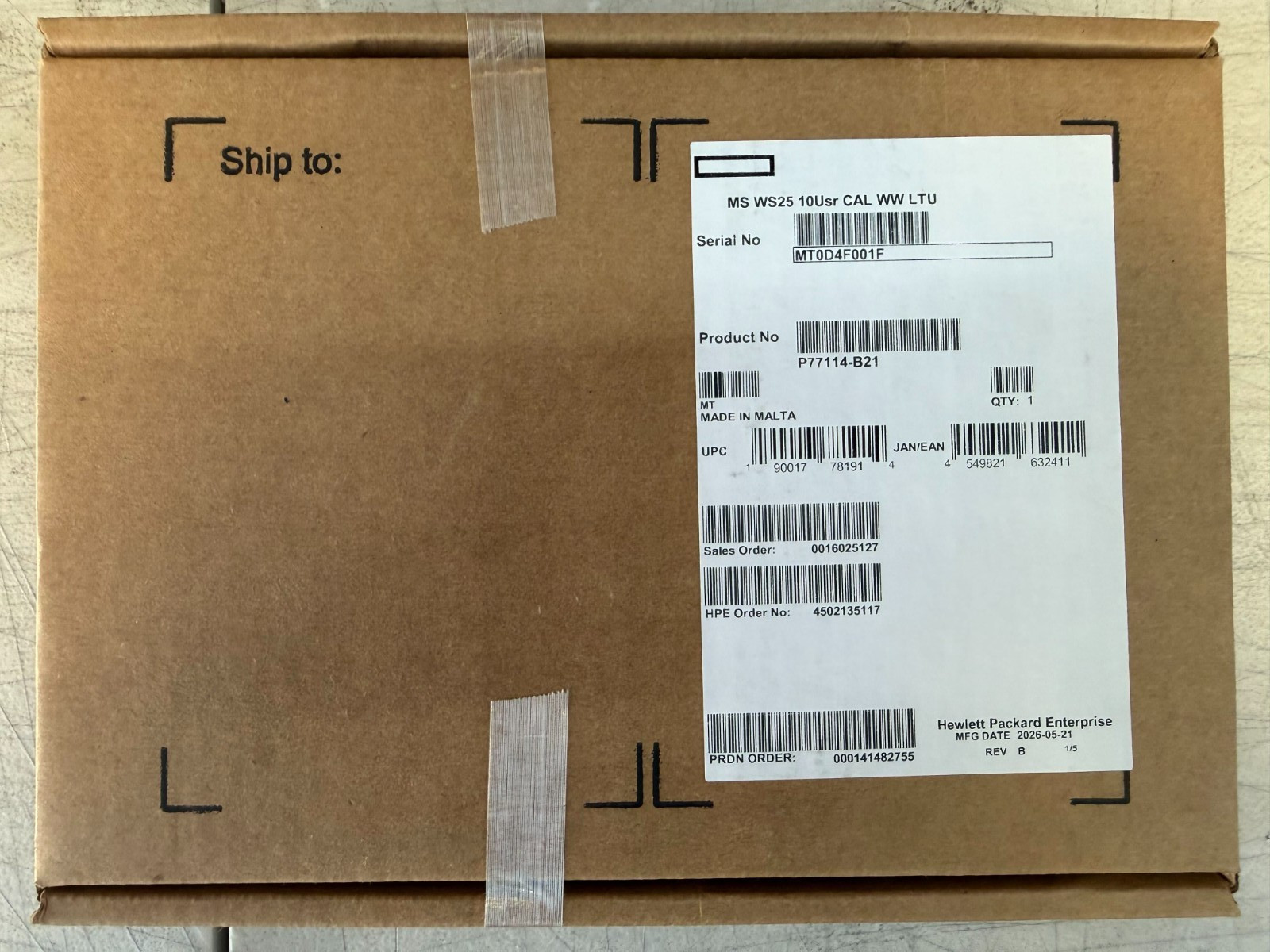 HPE Microsoft Windows Server 2025 10 User CAL P77114-B21