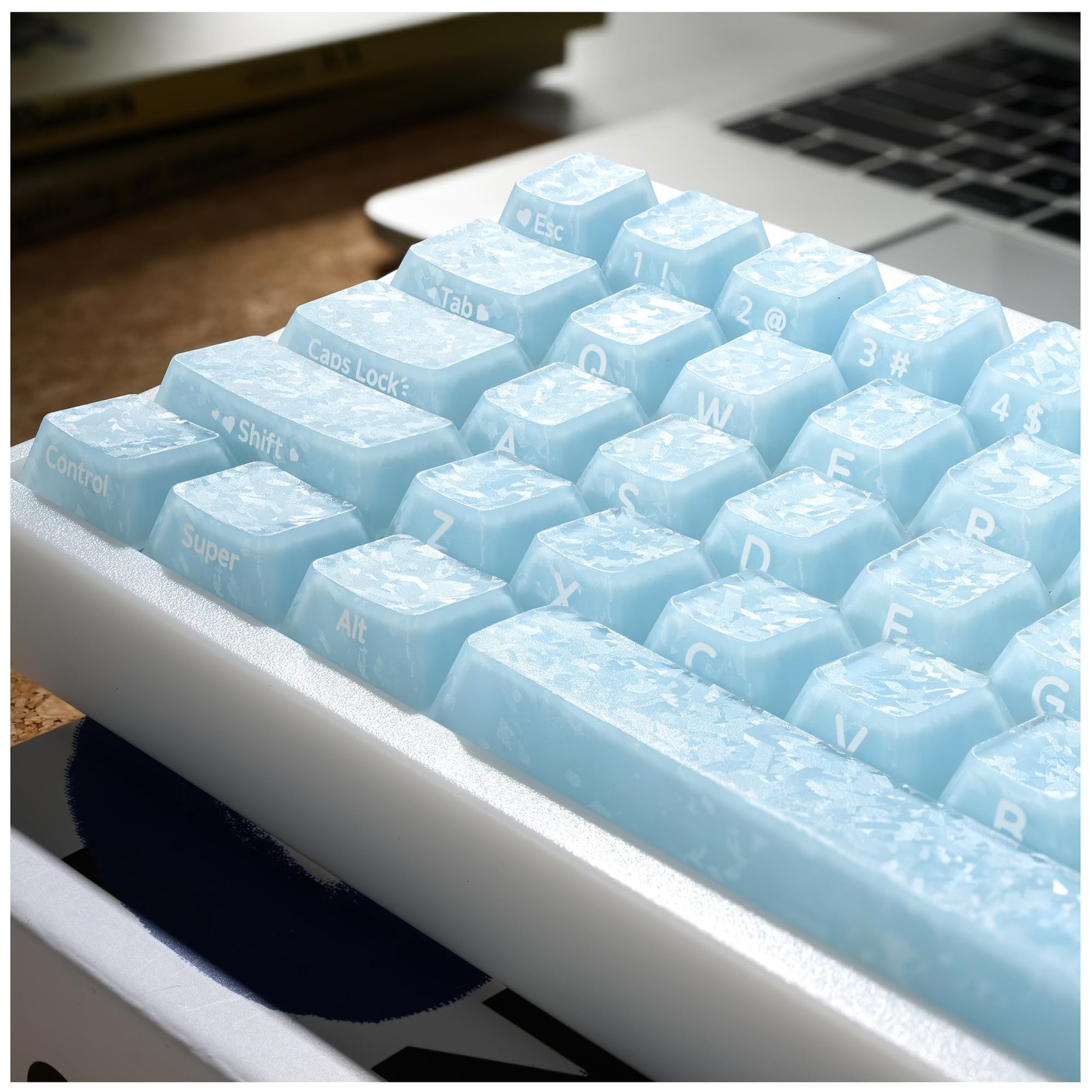 XVX Frost Jelly Keycaps Forged CarbonLook Cherry Profile 126 Keys Blue Set