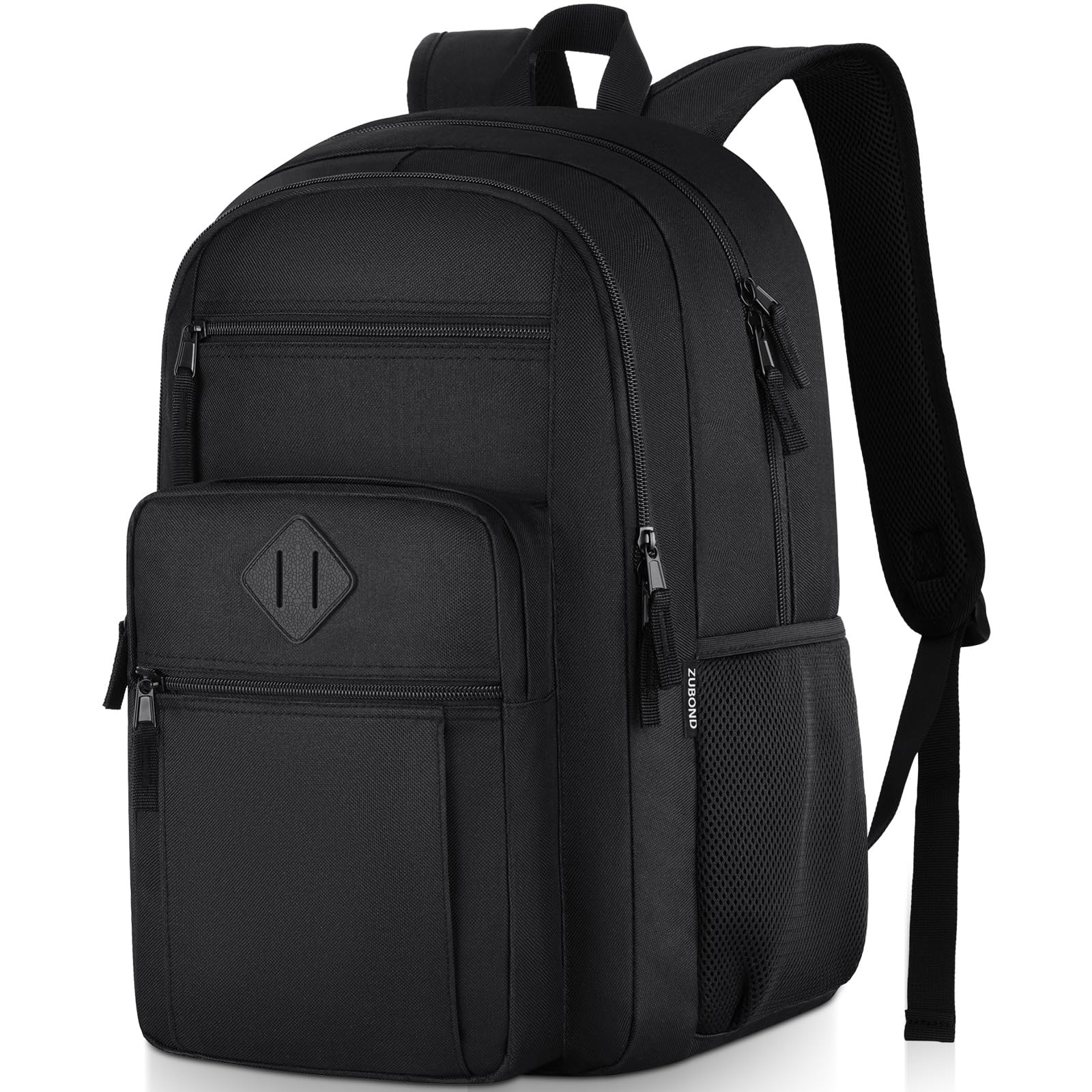 Black School Backpack for 15.6" Laptop Men Women Girls Boys Water Bottle Pocket
