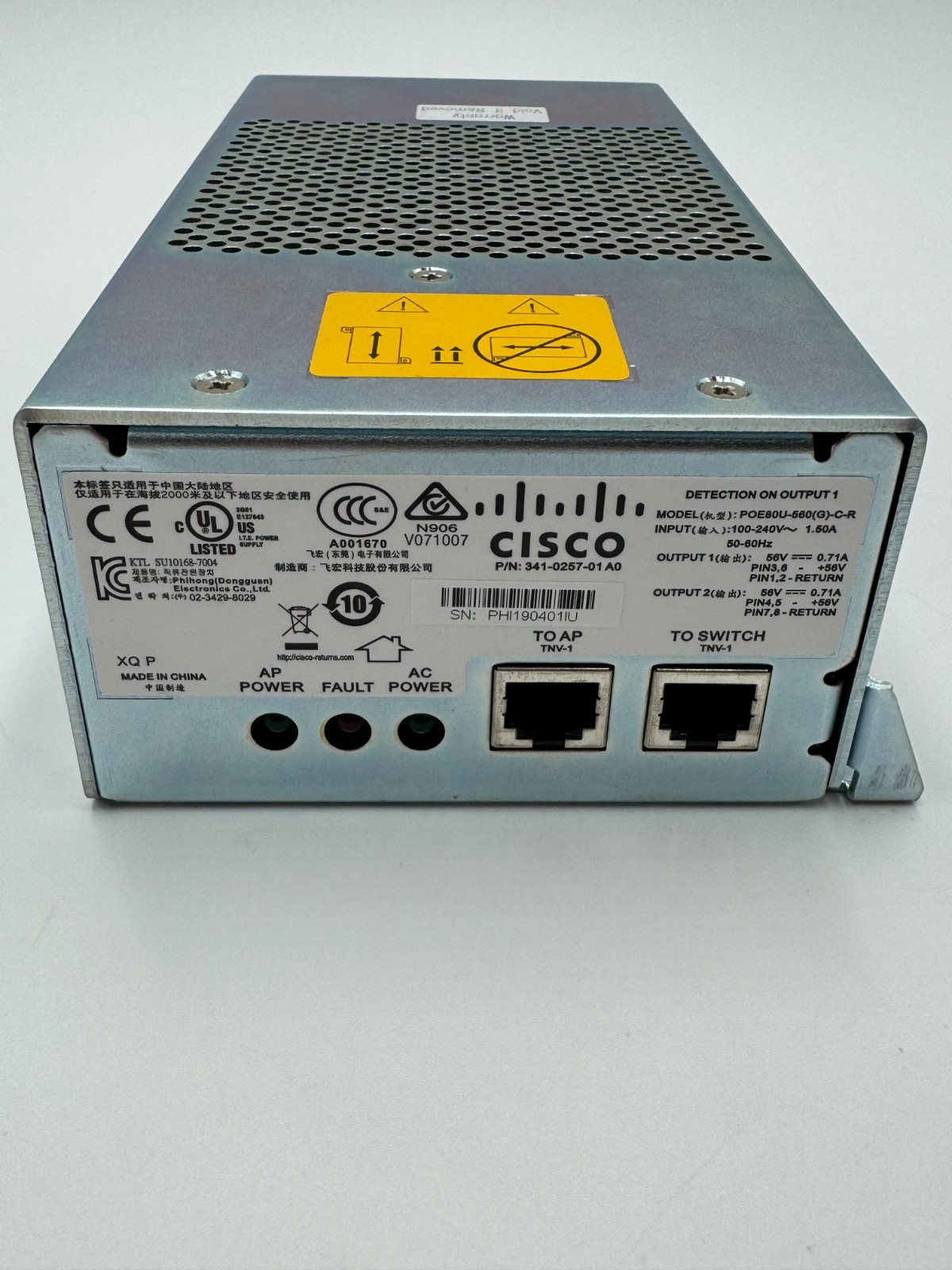 Cisco 341-0257-01 A0 Power Injector Power Supply