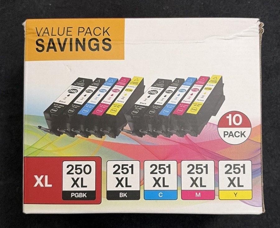 10 Pack PGI-250XL CLI-251XL Ink Cartridge, Canon PIXMA MG6320 MG5420 MX922 NEW