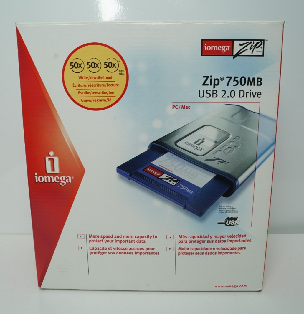 Brand New - Iomega Zip 750 MB External Drive USB 2.0 PC/MAC - Unit is Sealed