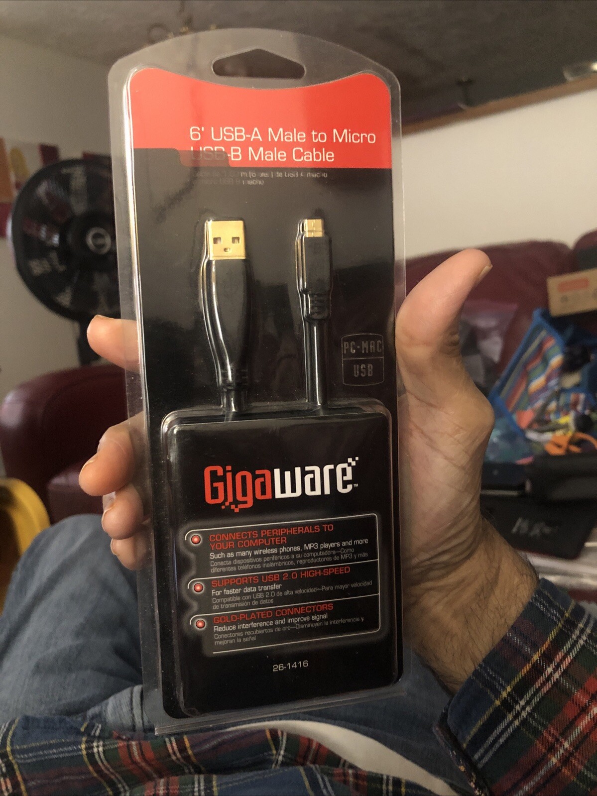 GIGAWARE 6-foot [1.82m] USB-A Male To Micro USB-B Male Cable