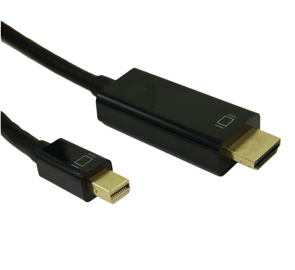 10ft Mini DisplayPort to HDMI Cable 30AWG Gold Plated  4Kx2K@30Hz  Black